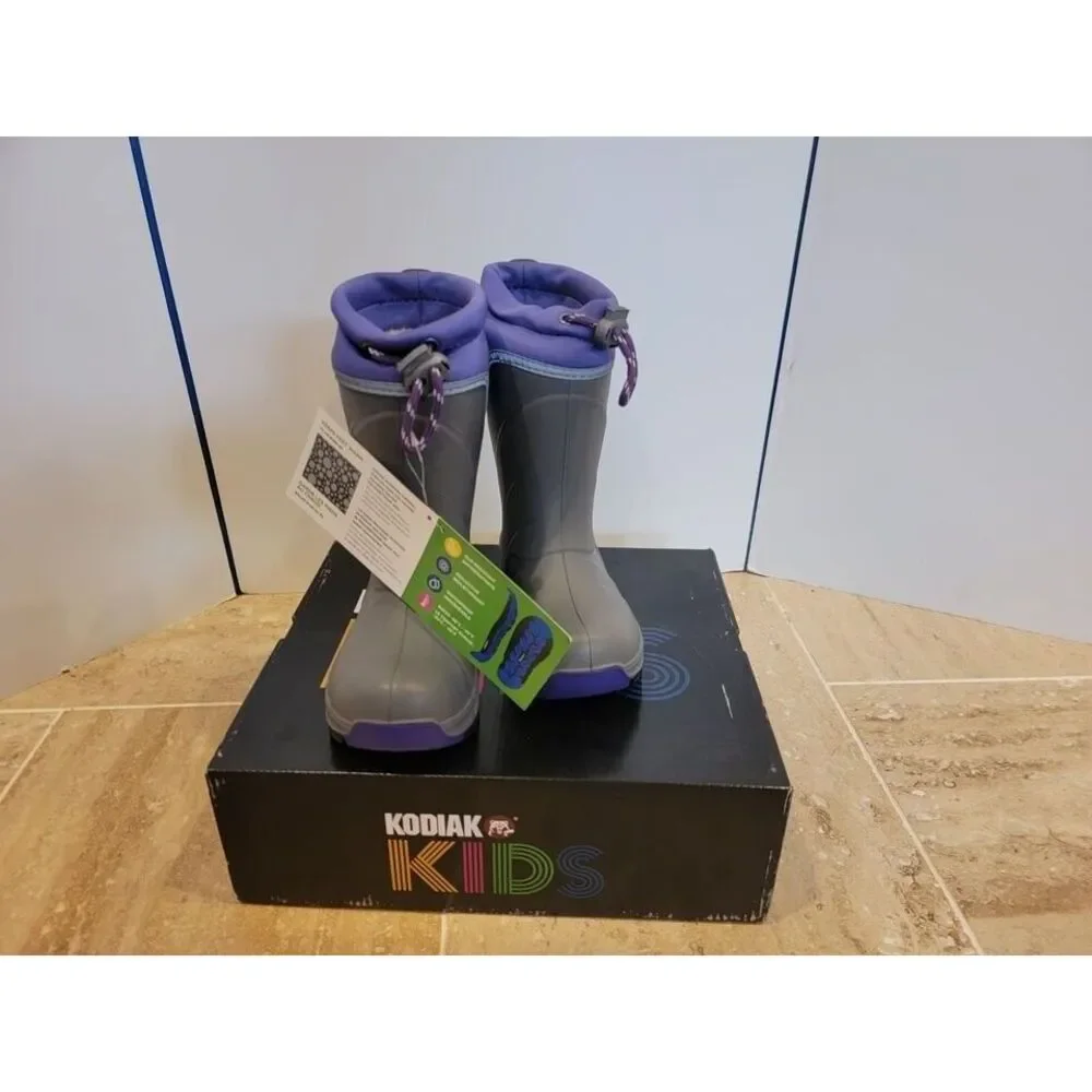 NEW Kodiak Kids Grey Purple Passion US 9 Big Kids Girls Waterproof Boots Snow Ra